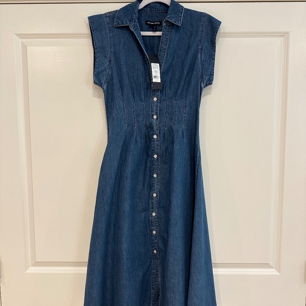 Brand New Veronica Beard Ruben Seamed Denim Dress